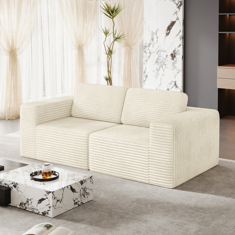 2 Seater Corduroy Sofa, Beige