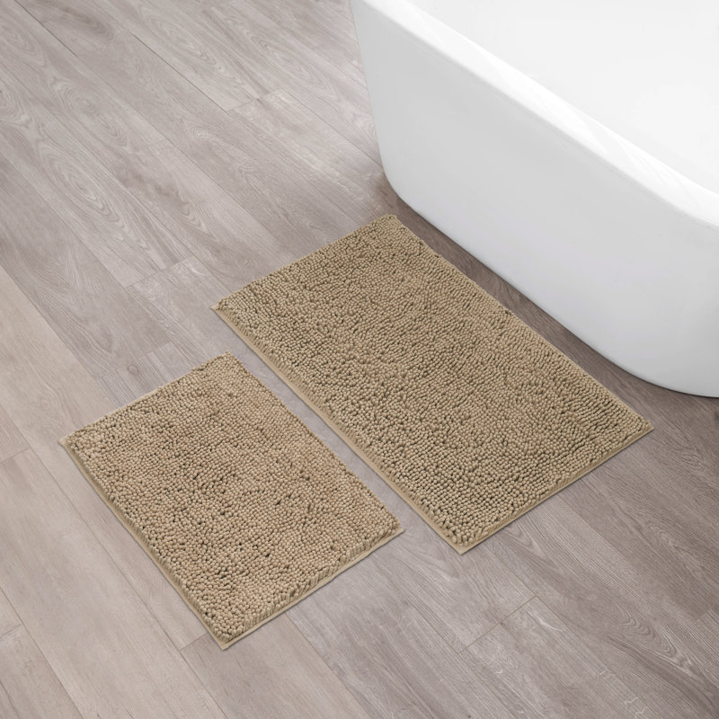 Wayfair Basics® Aguon 2 Piece Plush Bath Rug Set, Linen