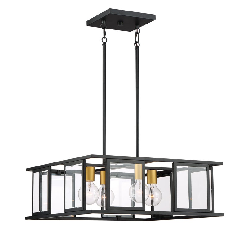 Lustre rectangulaire unique à 4 lumières Alliona