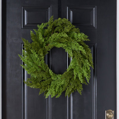 Real Touch Winter Cedar Holiday Front Door Christmas Wreath