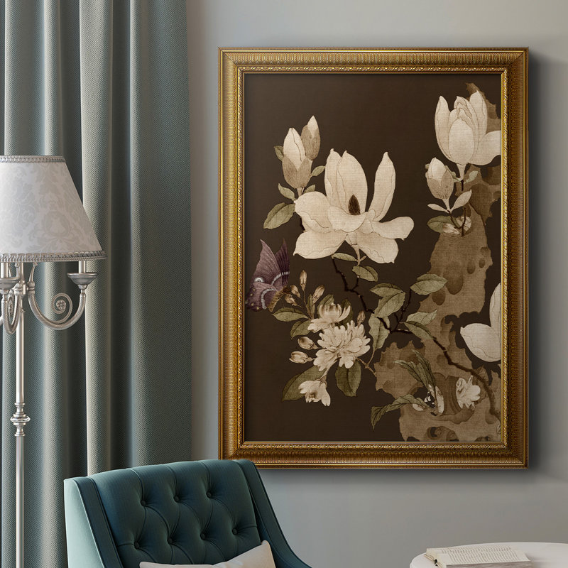 Toile asiatique encadrée de qualité supérieure Asian Brocade II - prête à être accrochée, H 20 po x l 16 po x P 2,5 po