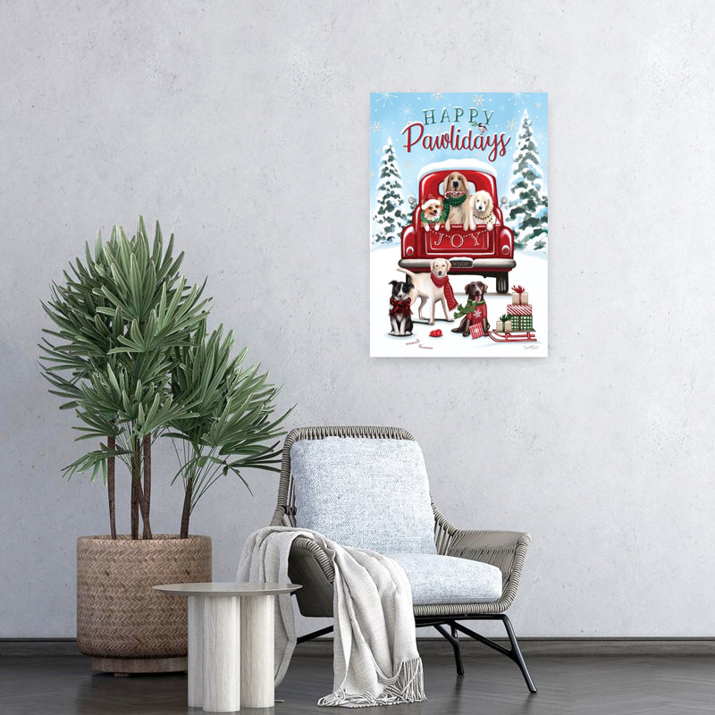 Happy Pawlidays Dogs 1 Piece Wrapped Canvas Wall Art, 60.96cm H x 40.64cm W