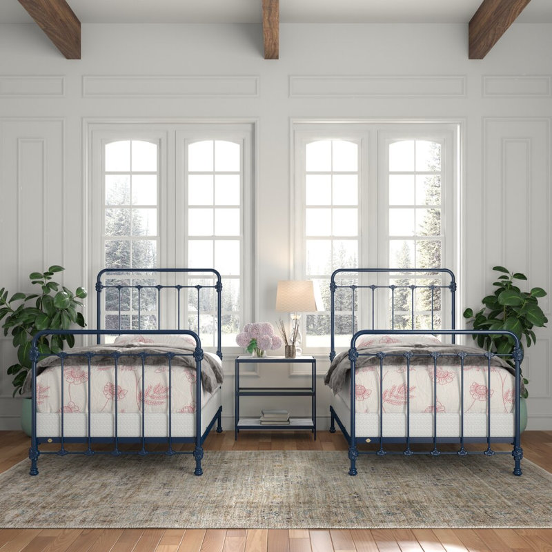 160 Picket Fence Bed | Complete Standard, Twin, Navy Blue