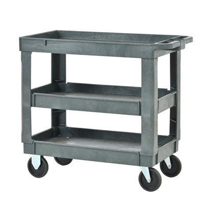 Heavy-Duty 3-Tier Rolling Utility Cart with Wheels, 600 lbs Capacity