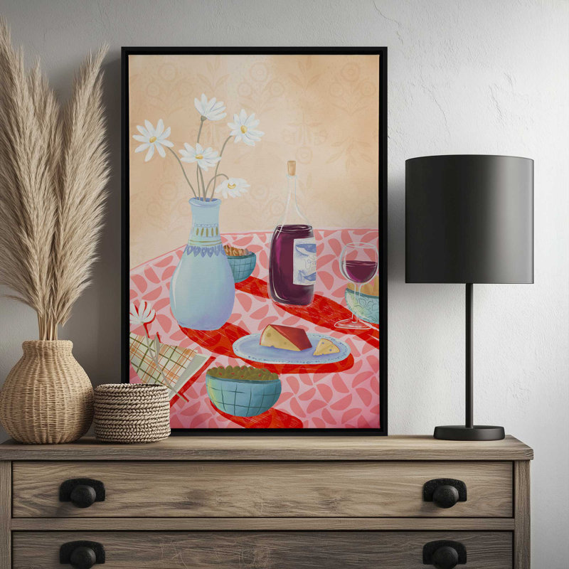 «Dinner Still Life» par Garima Dhawan, reproduction d'art sur toile, 18" H x 12" W, Cadre flottant, Noir