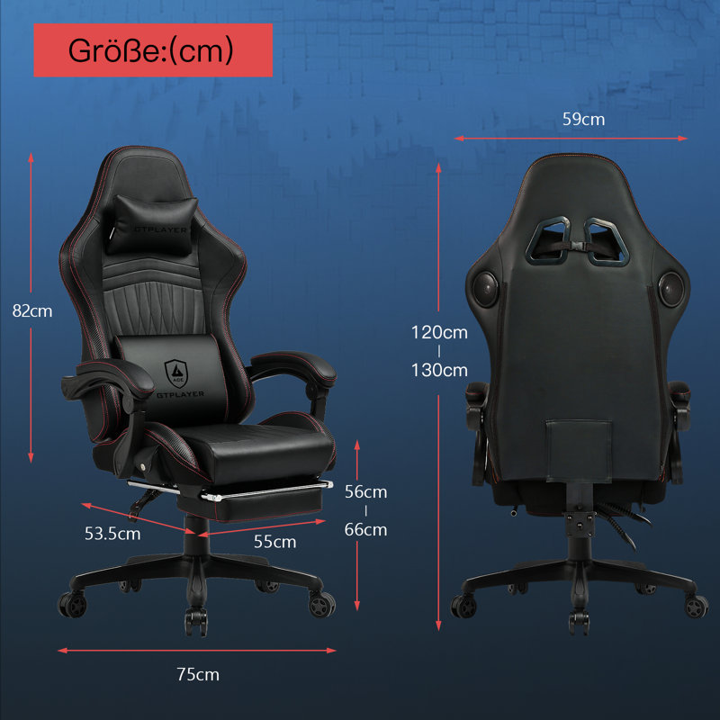 Gaming Chair, Computer Chair with Footrest and Bluetooth Speakers, High Back Ergonomic Gaming Chair, Reclining Gaming Chair with Linkage Armrests for Adults