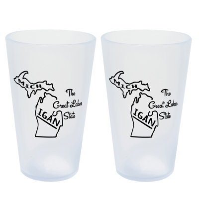 Silipint: Verres State Pint 16 oz: paquet de 2 - Michigan - tasses en silicone à glaçons, incassables