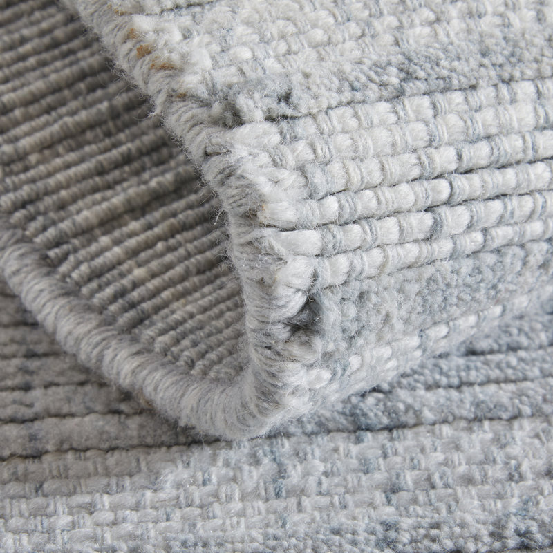 Highview Hand Woven Polyester Striped Area Rug in Gray, Marine Blue, Rectangle 5' x 8'