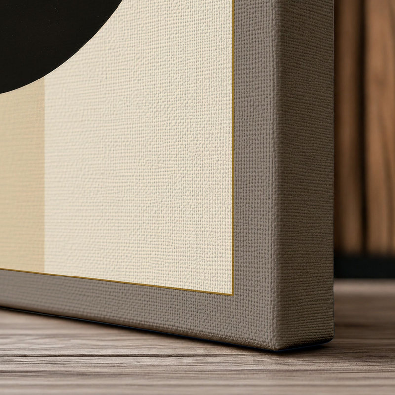 Curved Geometry Geometric - Wrapped Canvas, 36x24 - 91.4 x 61.0 cm, Taupe Border