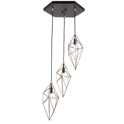 Luminaire suspendu géométrique 3 lumières grappe Luverne