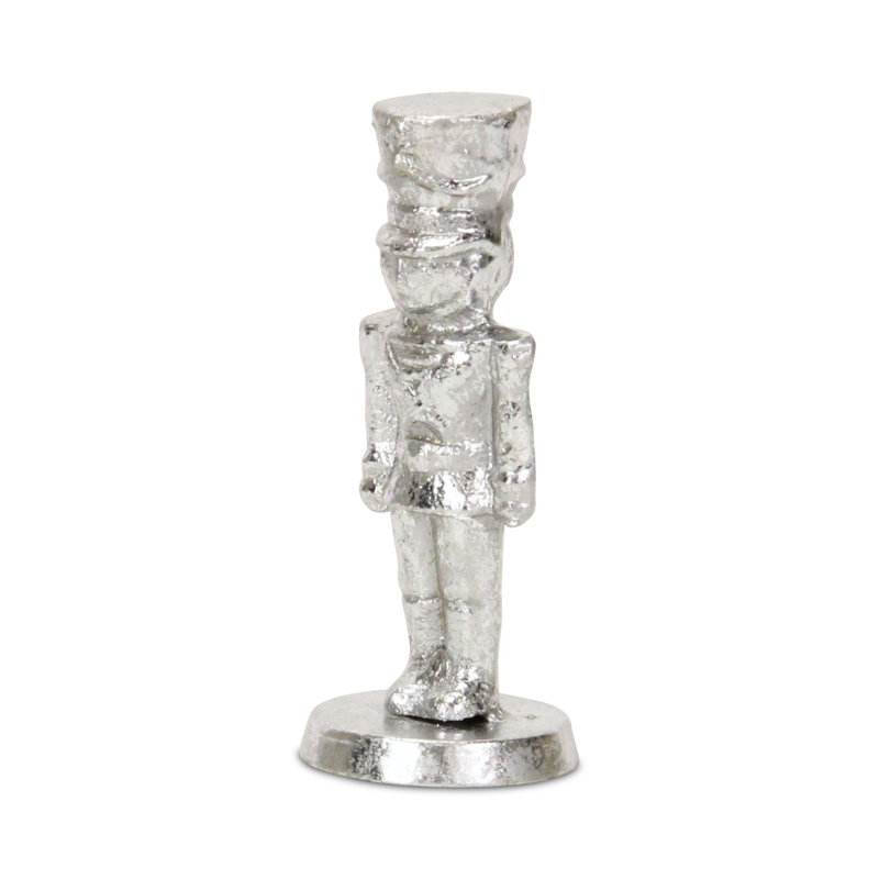6" Silver Cast Iron Christmas Nutcracker Figurine