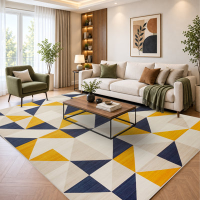 Abstract Machine Printed Shag Area Rug