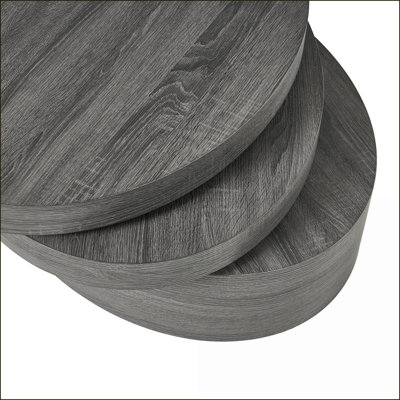 Table basse moderne rotative noire Sonoma pour le salon, conception à 3 surfaces peu encombrante
