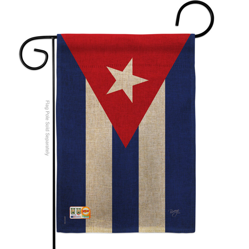 En toile jute 2 côtés 18,5 x 13 po cuba drapeau de jardin