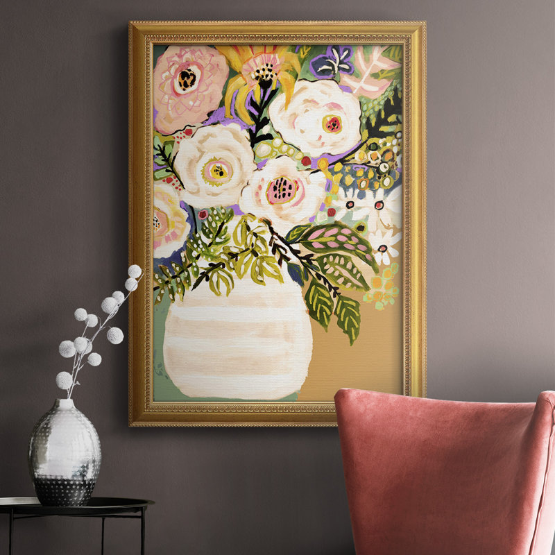 Fleurs d'été dans un vase II, toile encadrée de qualité supérieure - prête à être accrochée, H 20 po x l 16 po x P 2,5 po