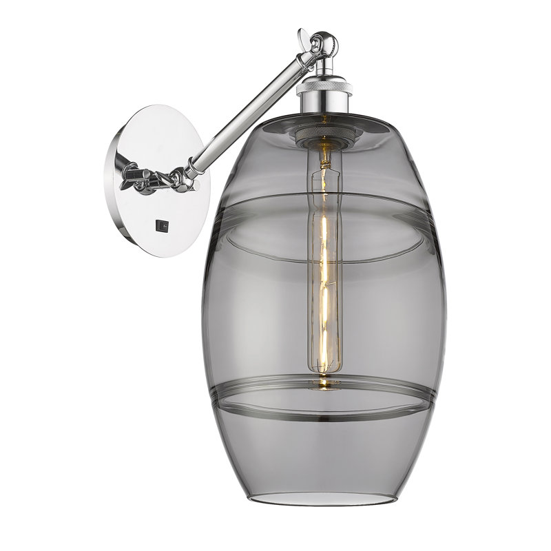 Dundrod Steel Armed Sconce, Light Smoke, Polished Chrome