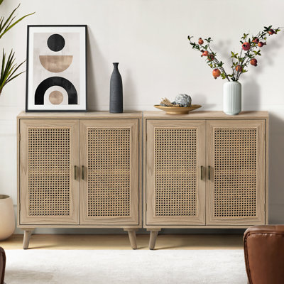 Armoire d'appoint à 2 portes en rotin avec pieds en bois massif Cuillin