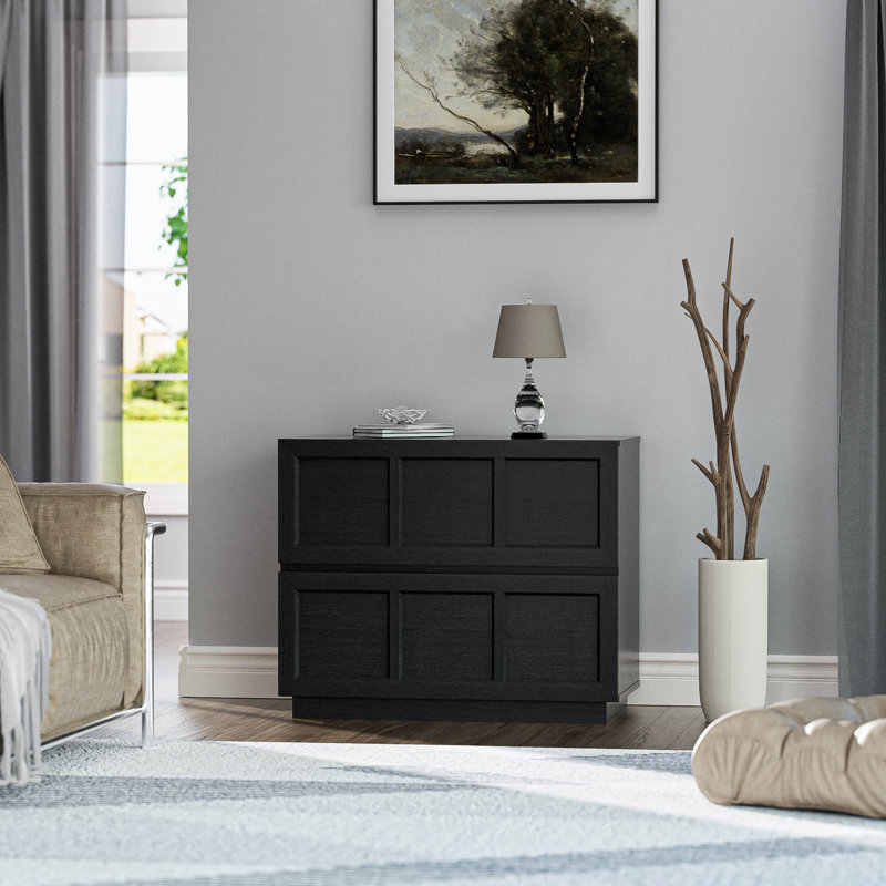 Table de chevet moderne et classique avec 2 tiroirs, table de chevet au fini noir, table d'appoint avec rangement profond, table de bout, meubles d'appoint robustes pour le salon, la chambre à coucher