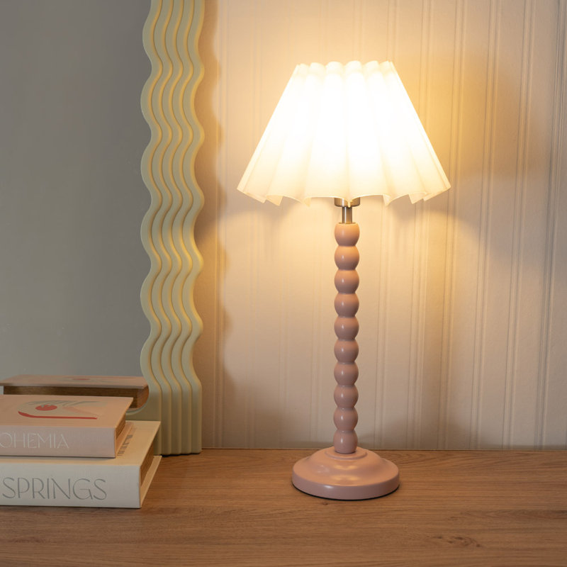 Asayo Wood Table Lamp, No, White, Pink