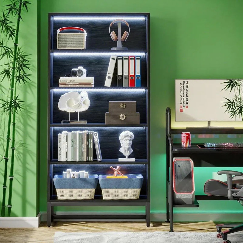 5-tier Led Bookshelf With App-controlled Lighting – Heavy-duty Storage For Books & Display, 70” Tall