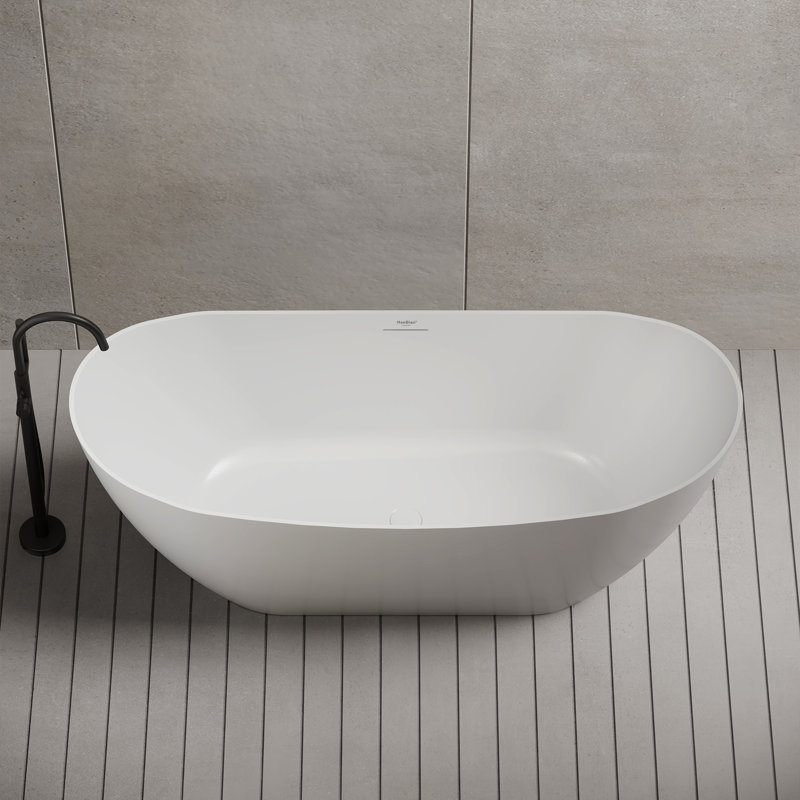 MonBlari 67" X 28" Acrylic Freestanding White Soaking Bathtub with Overflow and Pop-up Drain For Bathroom, Glossy White