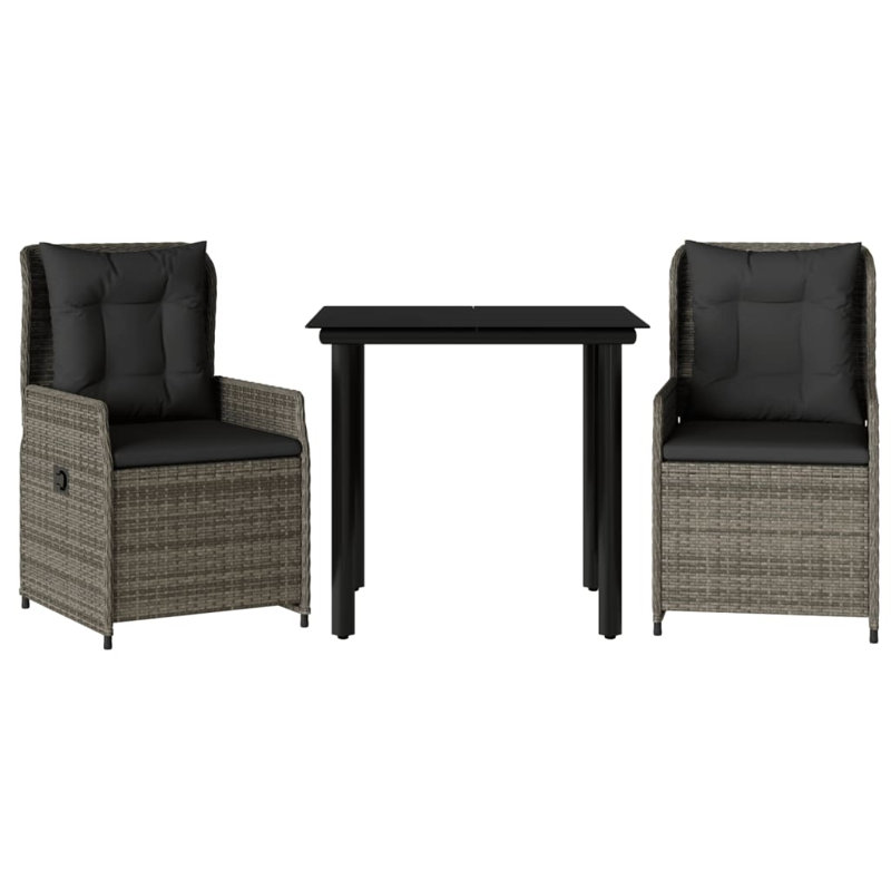  Garden Dining Set Grey, Black, Dark Grey, 2