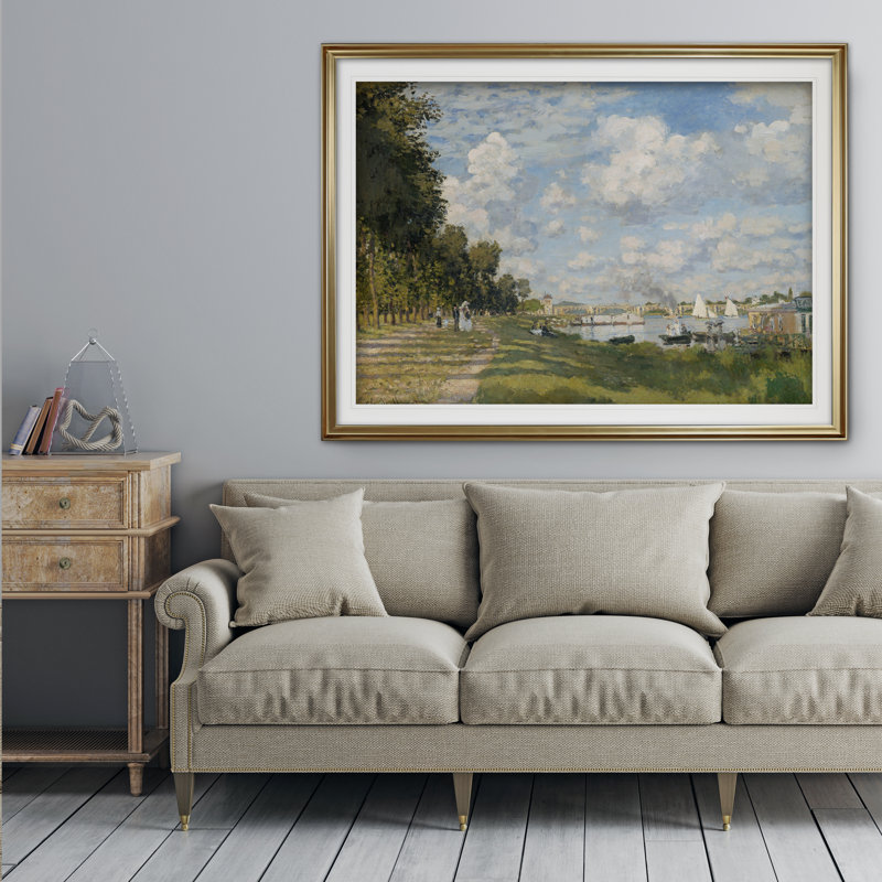«Port at Argenteuil» par Claude Monet, reproduction, Impression encadrée, H 24 po x l 30 po, Noir