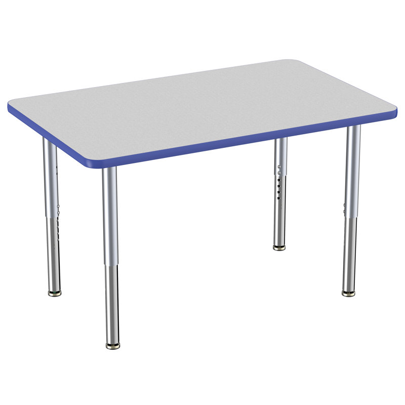 Table rectangulaire d'activité rectangulaire avec pieds réglables, 30" x 48", Gris te bleu, Super
