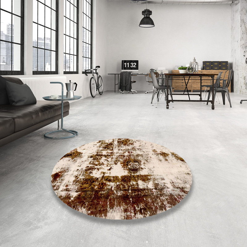Tapis abstrait moderne 1970, Rond 6 pi