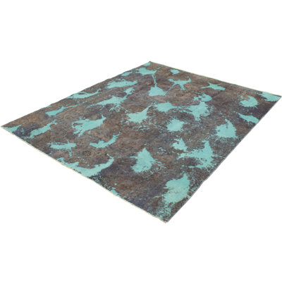 Tapis unique en laine noué à la main bleu / gris des années 1990 de 8 pi 5 po x 10 pi 8 po
