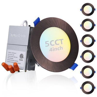 4'' Selectable Color Temperature Dimmable Air-Tight IC Rated LED Canless Recessed Lighting Kit