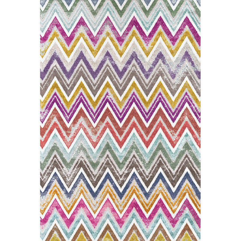 Multi-Colored Geometric Patterned Modern Decorative Rug, Rectangle 4'7.12" x 6'6.74"
