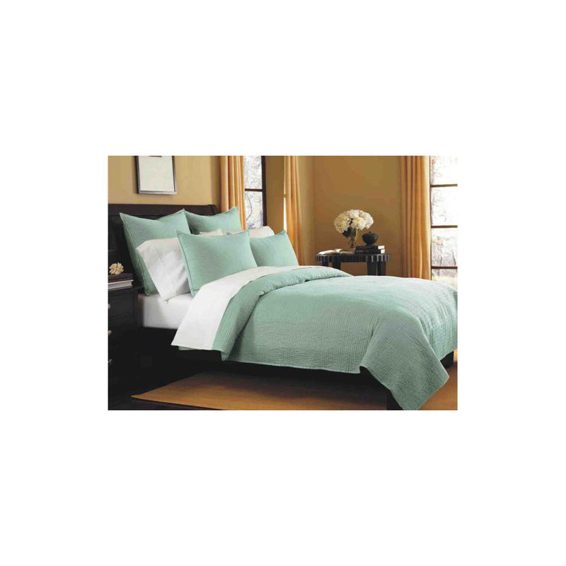 Classic Quilted Throw Blanket, Blue Stripe