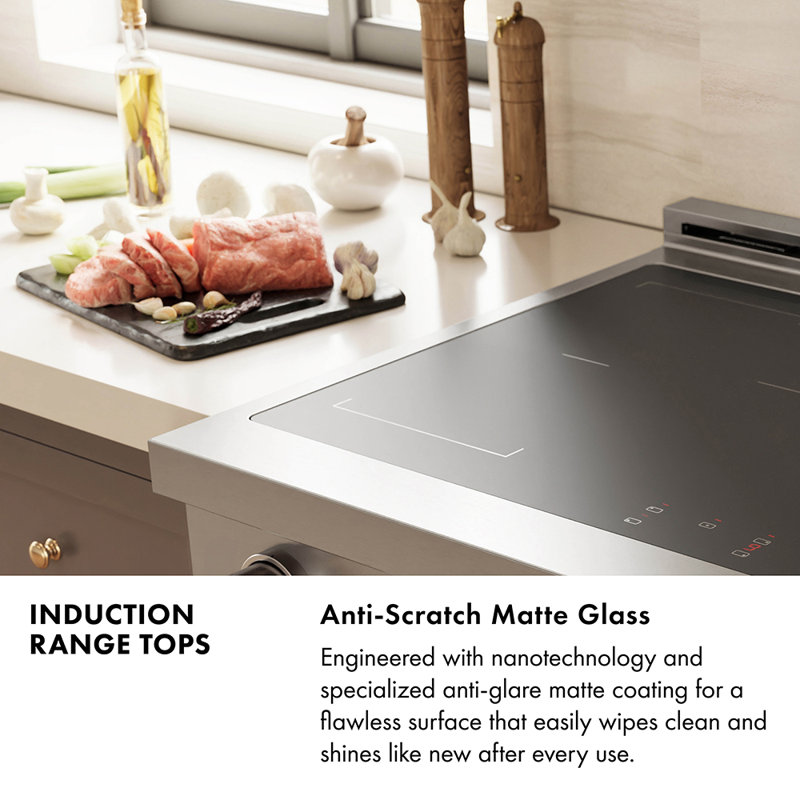 ZLINE 36 in. Paramount Induction Rangetop with 5 Element Cooktop in Stainless Steel, Satin Stainless Steel/Champagne Bronze