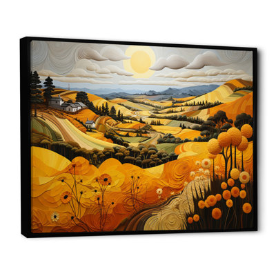 «Countryside Yellow Fields Patchwork I», reproduction sur toile