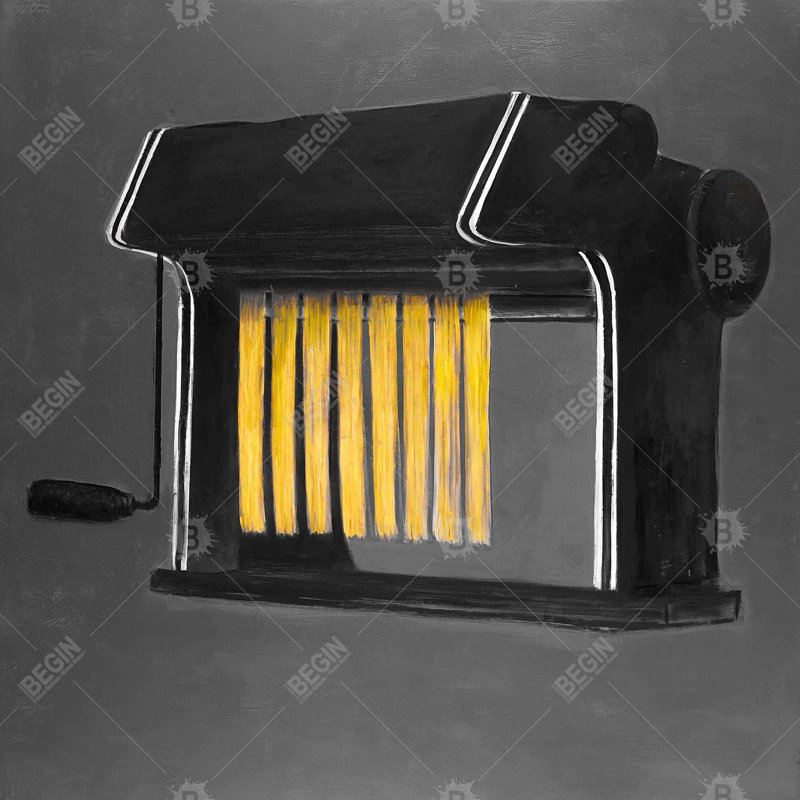 Fresh pasta machine - 16"x16" Throw pillow - Poly twill - Print on demand