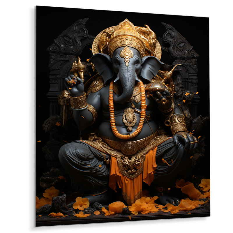 «Hinduisim Divine Ganesha II» - impressions murales en métal Hinduisim, H 32 po x l 24 po