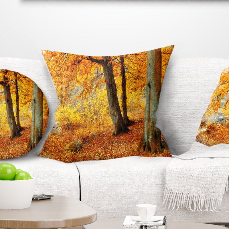 Coussin paysage d'automne, 18 po x 18 po, Carré
