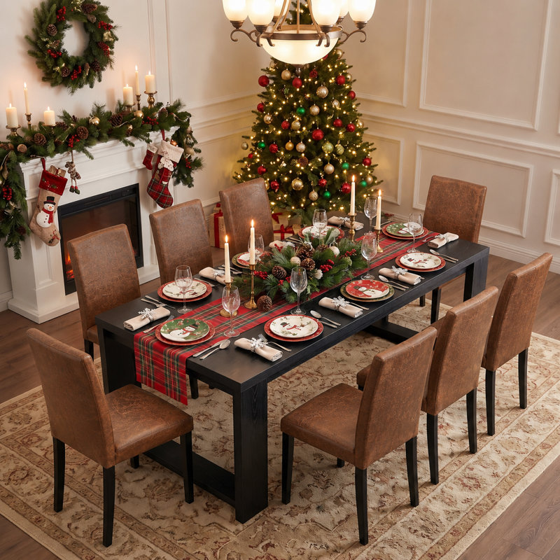 Kristin Dining Set, Black, Brown