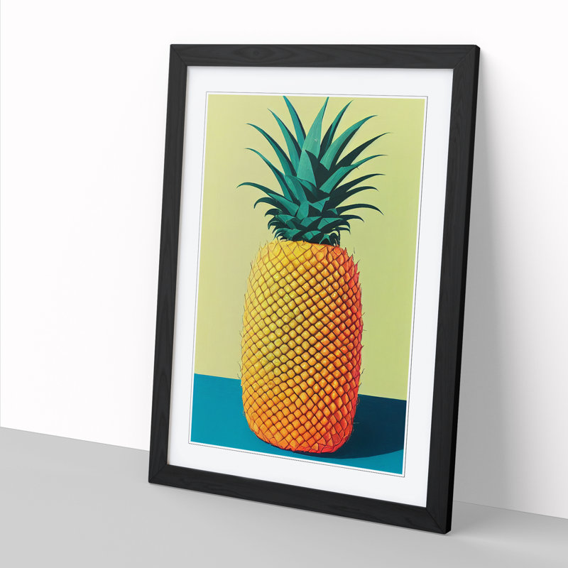 Vintage Pineapple - Picture Frame Print, 46cm H x 34cm W x 2cm D, Walnut
