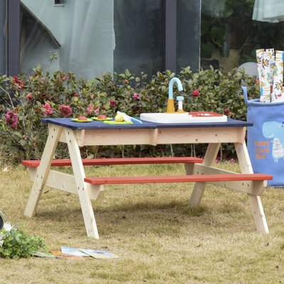 Cathryn Kids Solid Wood Rectangular Outdoor Table and Chair Set by Isabelle and Max