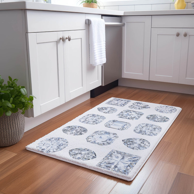 Geometric Area Rug, Ice, Rectangle 1'8" x 2'6"