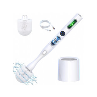 Electric Toilet Brush and Holder Set, Rechargeable Motorized Scrubber, 2 Speeds, 360 Degree Powerful Cleaning, (White)