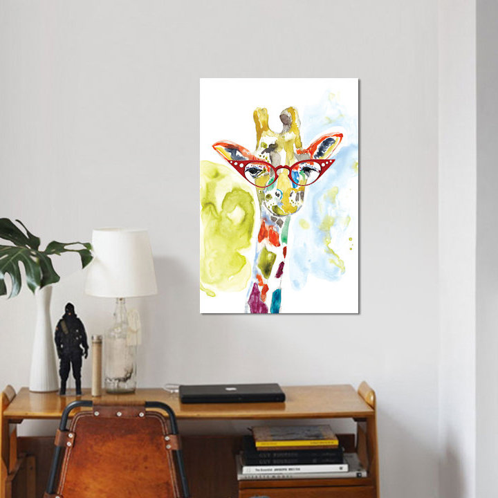 «Smarty-Pants Giraffe», reproduction sur toile, H 18 po x l 12 po x P 1,5 po, Toile tendue, Pas de tapis