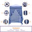 Tente Cabana L 4 pi. D Auvent escamotable en acier bleu marine et blanc