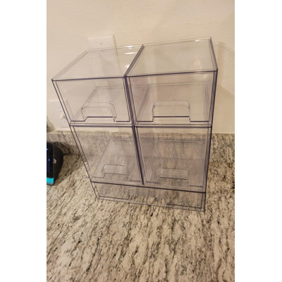 5 Pack Stackable Storage Drawers – Clear Plastic Organizer Bins for Vanity, Bathroom, Kitchen Counter, Cabinet & Pantry