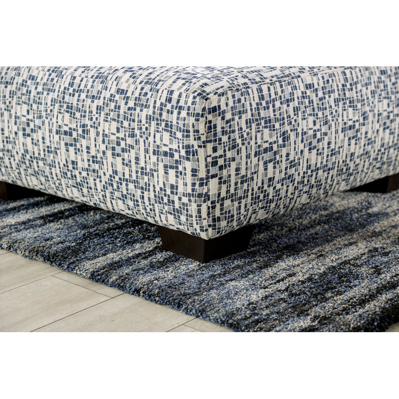 Repose-pieds Penley, Chenille bleu marine / blanc