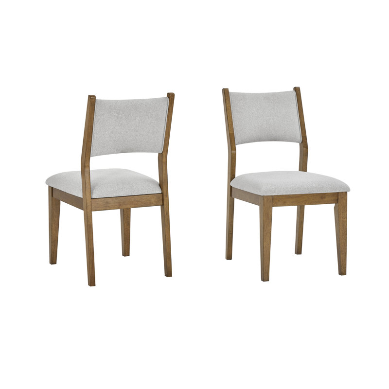 Ensemble de 2 chaises d'appoint en chêne noyer avec tissu gris clair