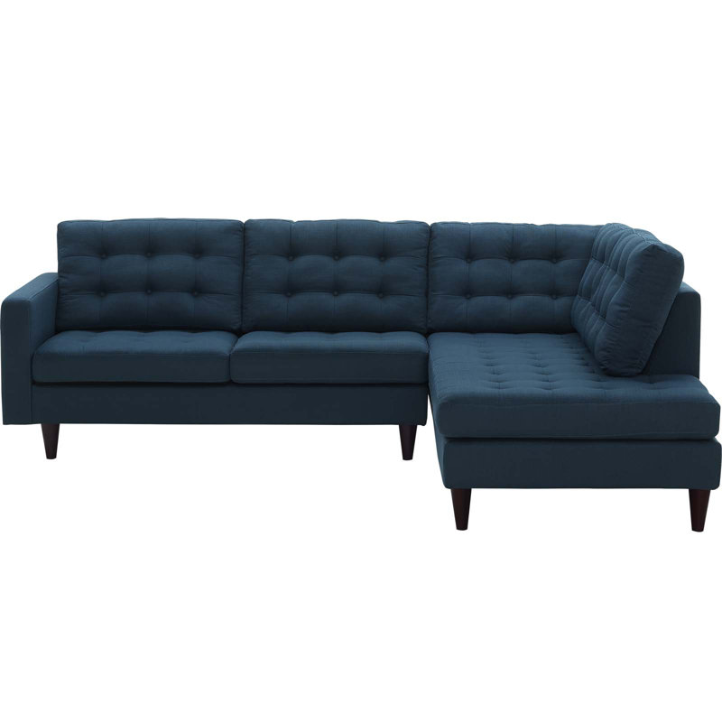 Modway Empress 2 Piece Upholstered Fabric Sectional, Azure, Right Hand Facing