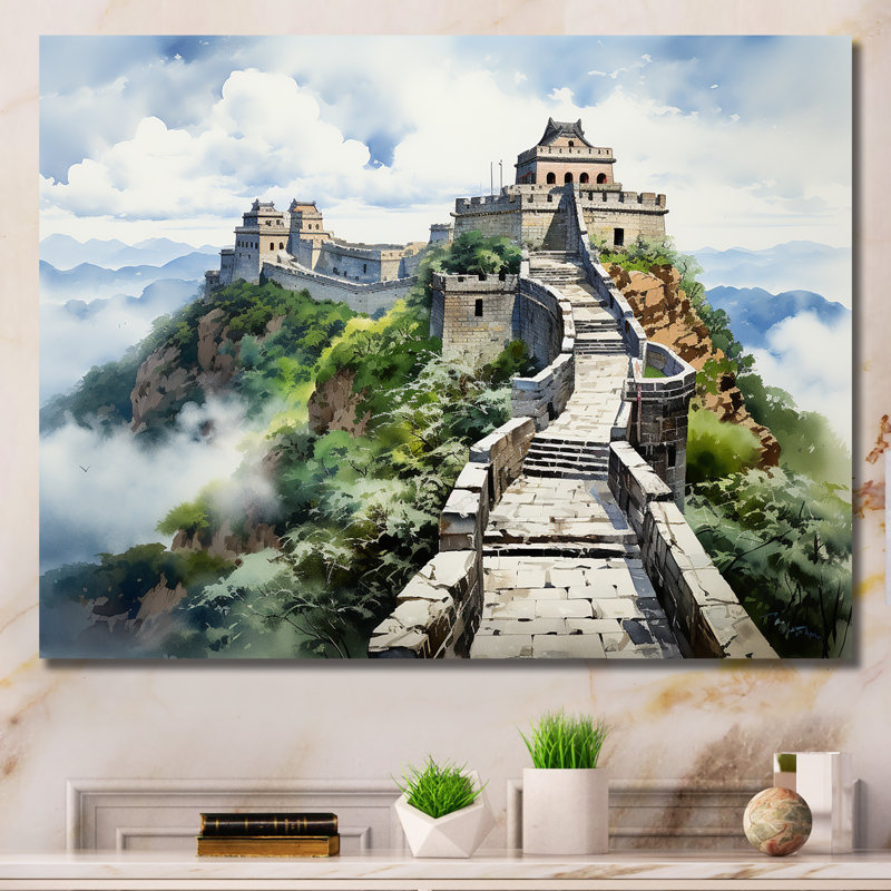 Grande muraille de Chine, sérénité 4 - Art mural Chine, Toile tendue, H 16 po x l 32 po x P 1 po